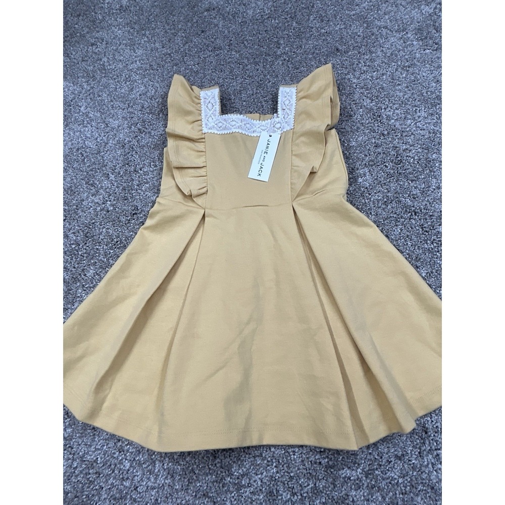 New Janie and Jacks Girls Yellow Ruffle Sleeve Lace Trim Size 3 #0151